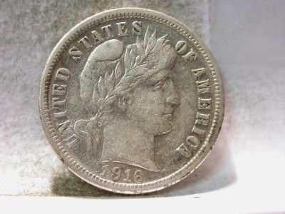 1916 XF SILVER BARBER DIME 99c N/R ID#O497  