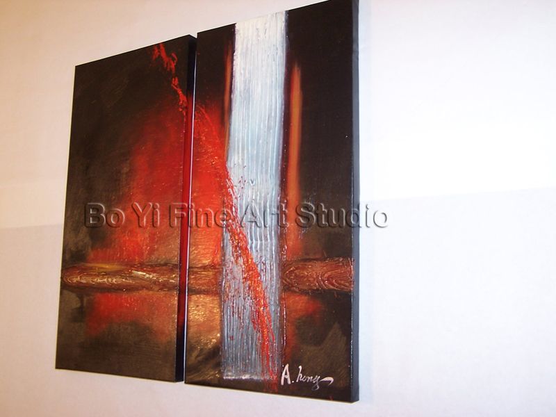   Abstract Oil Painting Wall Art Decor Metalic On Canvas Textured Bo Yi