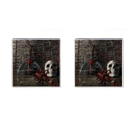 Goth Skull and Blood in Dungeon Square Cufflinks Unique Accessories 