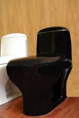 BLACK Toilet Dual Flush One Piece Soft close seat NEW  