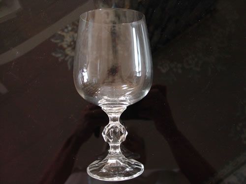 Bohemia Crystal Wine Glasses Facet Cut Ball Stem  