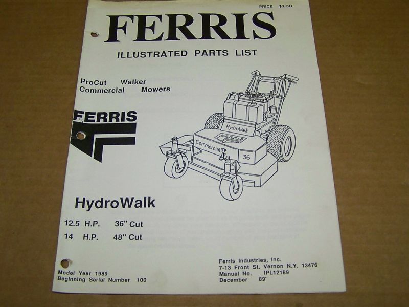 b710) Ferris Parts List Pro Cut Model Mowers  